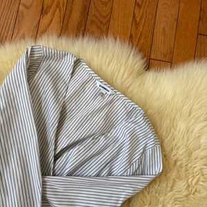 EXPRESS Striped Wrap Blouse Long Sleeve Top